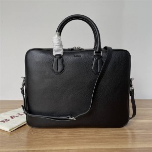 bally STAZ men's portable messenger bag business briefcase black/dark blue 6207737