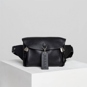 bally Cage series leather shoulder chest bag waist bag black
