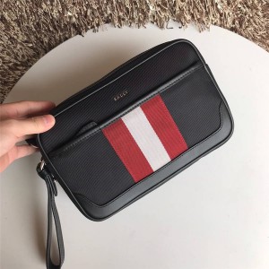 BALLY New Nylon Colorblock Stripe Caliros Clutch