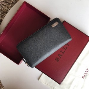 BALLY new water ripple leather Balen large zip wallet