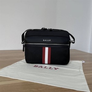 Bally THERMAK Men's Black One Shoulder Striped Crossbody Bag Journalist Bag