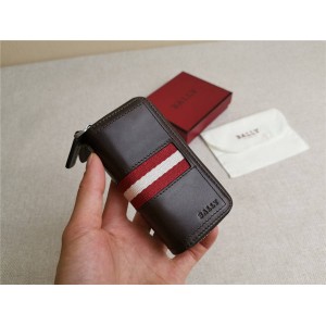 bally new stitching striped leather key case