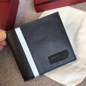 bally BRASAI Men's Fashion Classic Striped Short Wallet