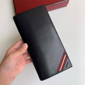 BALLY Men's Wallet Waxed Leather Fold Wallet