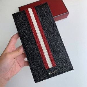 BALLY Men's Long Wallet New Striped Cowhide Multi Card Holder