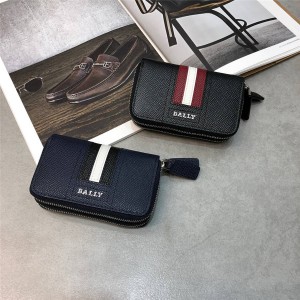 bally new striped double zipper key case coin purse