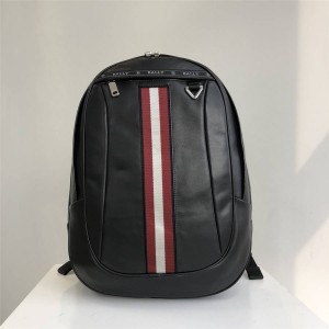 bally new black red and white stripes HOXER 10 men's leather backpack