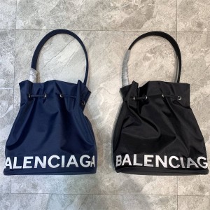 Balenciaga Wheel large nylon drawstring bucket bag