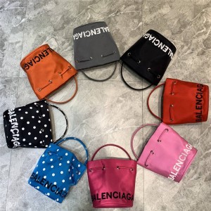 Balenciaga women's nylon Wheel XS drawstring bucket bag