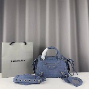 Balenciaga's New Denim Fabric Belt Diamond Hardware Neo Cagole Locomotive Bag