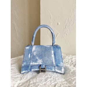 Balenciaga 593546 Sheepskin Denim Hourglass Bag HOURGLASS Small Printed Handbag