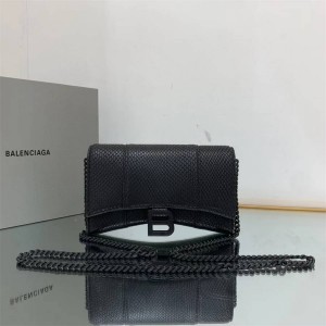 Balenciaga 656050 snake pattern black buckle Hourglass chain bag