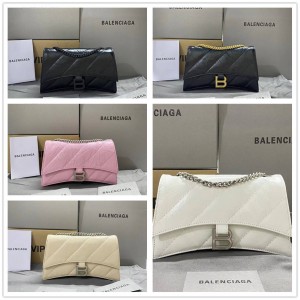 Balenciaga 736016 CRUSH Plus Small Quilted Oil Wax Leather Chain Bag