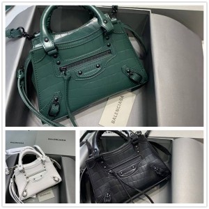 Balenciaga 638524 638512 Neo Classic Mini Top Handle Crocodile Handbag