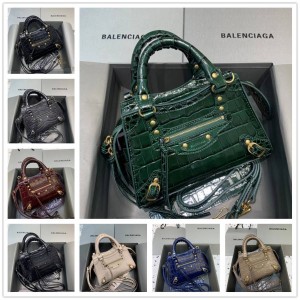 Balenciaga 638524 638512 Crocodile Neo Classic Mini Top Handle Handbag