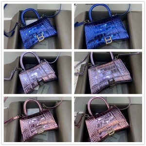 Balenciaga 592833/593546 Hourglass Crocodile Starry Sky Handbag