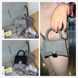 Balenciaga 664676 NANO HOURGLASS Mini Shiny Chain Bag