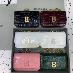 Balenciaga B. Crocodile Pattern B BAG WOC Chain Bag