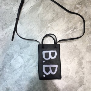 balenciaga printed alphabet square calfskin shopping phone bag