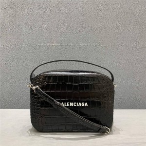 Balenciaga men's crocodile grain leather Everyday camera bag