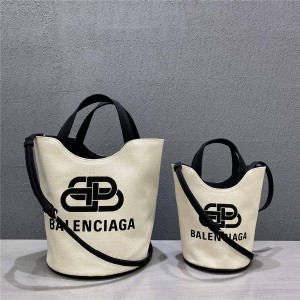 Balenciaga new Wave XS BB LOGO canvas bucket bag