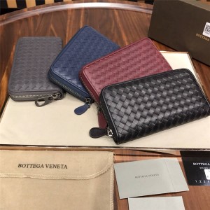 Bottega Veneta BV official website men's woven leather zipper wallet 85318