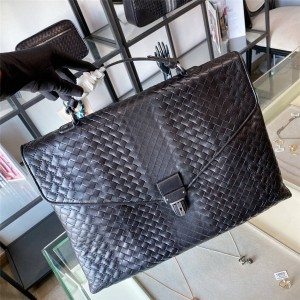 Bottega Veneta BV Woven Tire Leather Handbag Briefcase