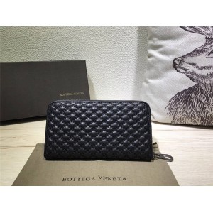 Bottega Veneta bv embroidered check pattern single zipper long wallet 114020