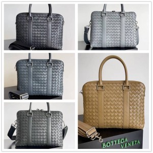 Bottega Veneta bv Men's Bag 690702 Slim Classic Intrecciato Woven Leather Briefcase