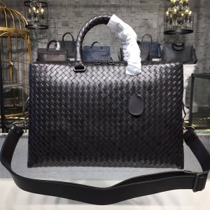 Bottega Veneta BV Men's Bag New Leather Woven Black Shoulder Briefcase