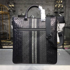 BOTTEGA VENETA BV Men's Bag INTRECCIATO Colorblock Striped Briefcase