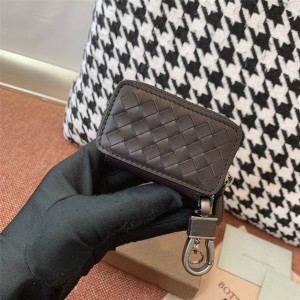 Bottega Veneta BV leather woven mini zipper key case