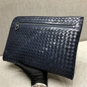 Bottega Veneta BV Men's Woven Leather Zipper Large Clutch Bag