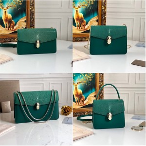 bvlgari pearl fish skin Serpenti Forever handbag devil green