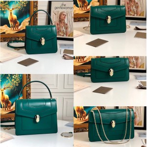 bvlgari new Serpenti Forever snake head bag emerald