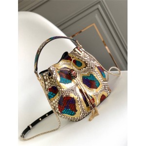 bvlgari Serpenti Forever white agate colorful python leather bucket bag