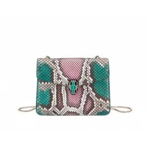 Bvlgari 288938 Serpenti Forever Colorful Python Skin Crossbody Bag Chain Bag