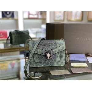 Bvlgari water snake skin Serpenti Forever snake head bag 289676 mint green