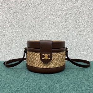 celine TAMBOUR medium woven cow leather handbag 195192