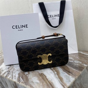 celineTRIOMPHE logo printed calf leather shoulder bag 194142