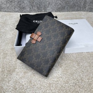 Celine large logo-print canvas and sheep leather wallet