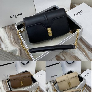 celine new 16 satin cow leather chain bag 194023