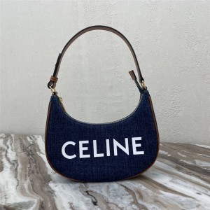 celine AVA TRIOMPHE navy blue denim underarm bag 193952