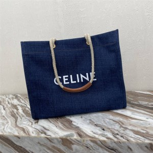 CABAS square CELINE printed denim and cow leather handbag 196992