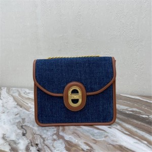 celine CLUTCH SULKY denim and cow leather hand bag chain bag 196942