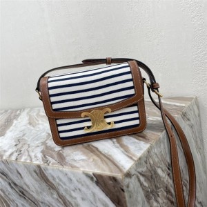 celine TEEN TRIOMPHE Triumphal Arch striped canvas crossbody bag 188882/191242