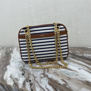 celine striped textile PATAPANS handbag camera bag 196252/195452
