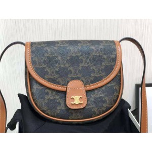 celine BESACE mini logo print Wagyu leather saddle bag 196702