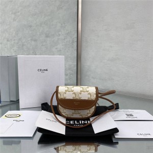 Celine logo printed sheep leather coin wallet 10H862