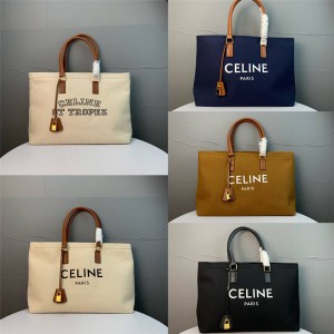 celine CABAS horizontal Saint-Tropez printed fabric and cow leather shopping bag 190062